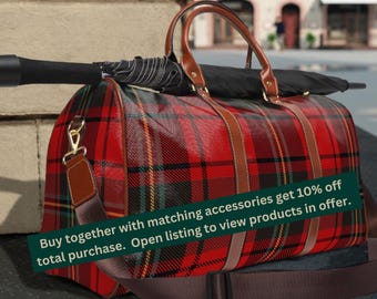 Waterproof Plaid Travel Bag: PU Leather Duffle Bag
