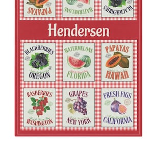Personalized Vintage Fruit Tea Towels: Retro Kitchen Decor, Farmhouse Style