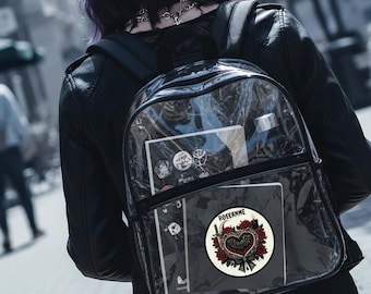 Goth Transparent Backpack Clear Backpack | Stadium Approved, Custom Name