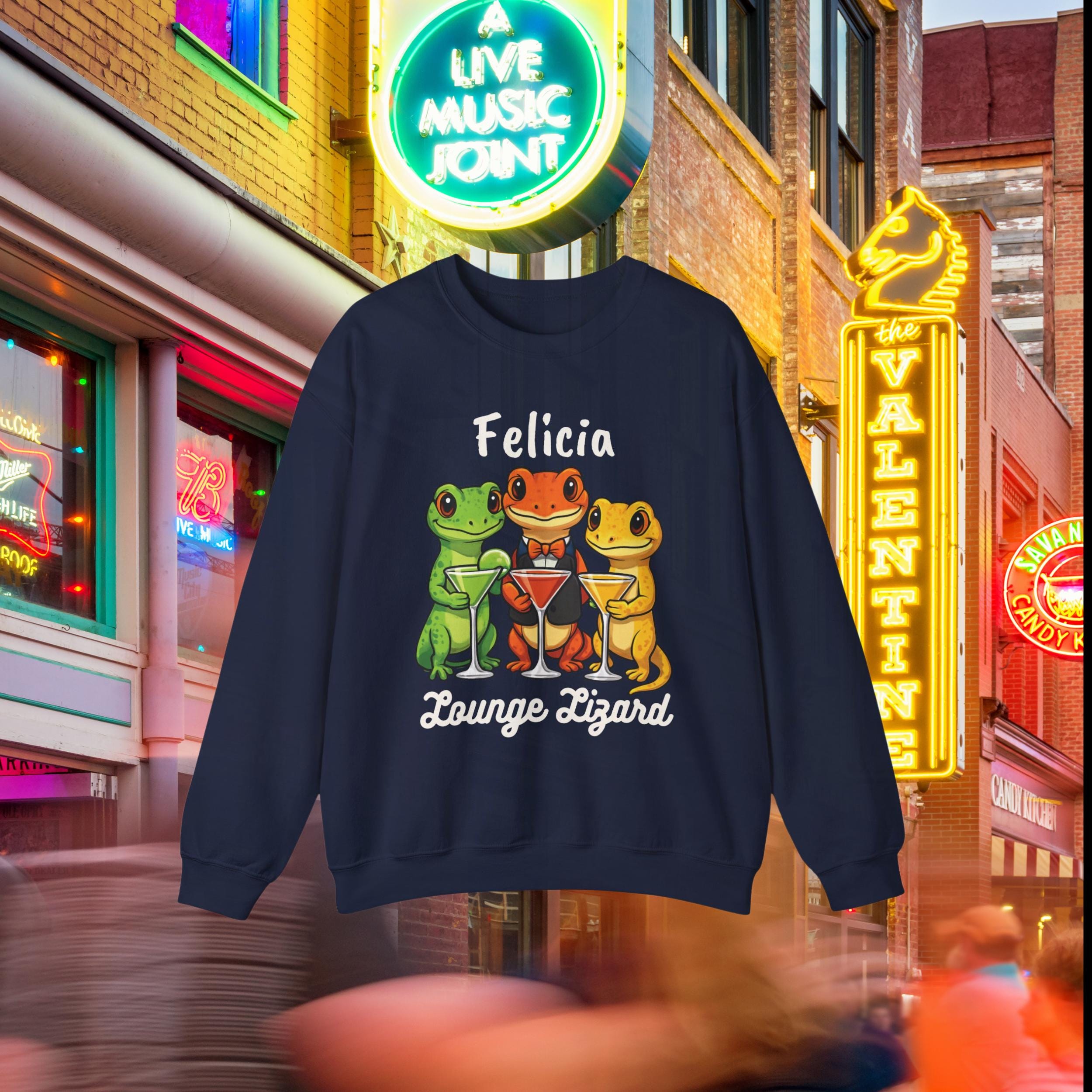 Funny Lizard Drinking Sweatshirt: Gecko Martini Crewneck, Animal 