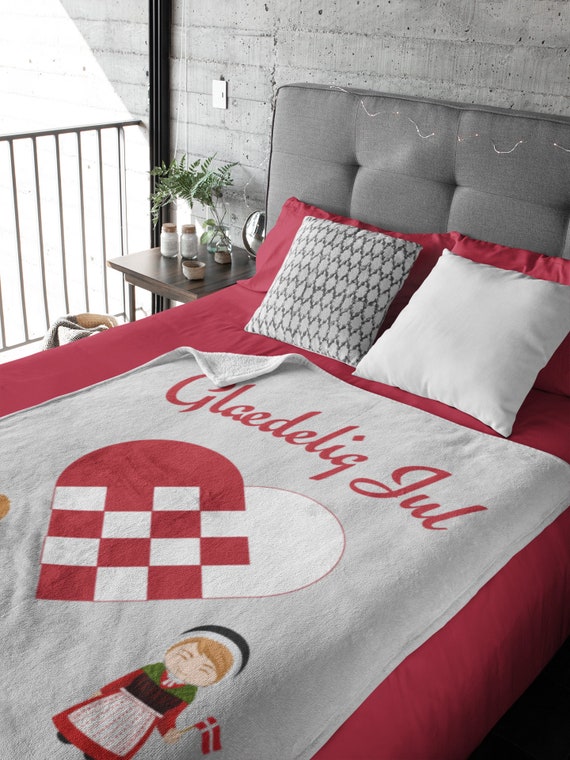 Glædelig Jul Danish Heart Christmas Velveteen Microfiber Blanket