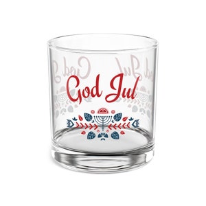 God Jul Swedish/Norwegian Merry Christmas Rocks Glass, 10oz