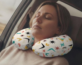 Mid Century Atomic Art Travel Neck Pillow