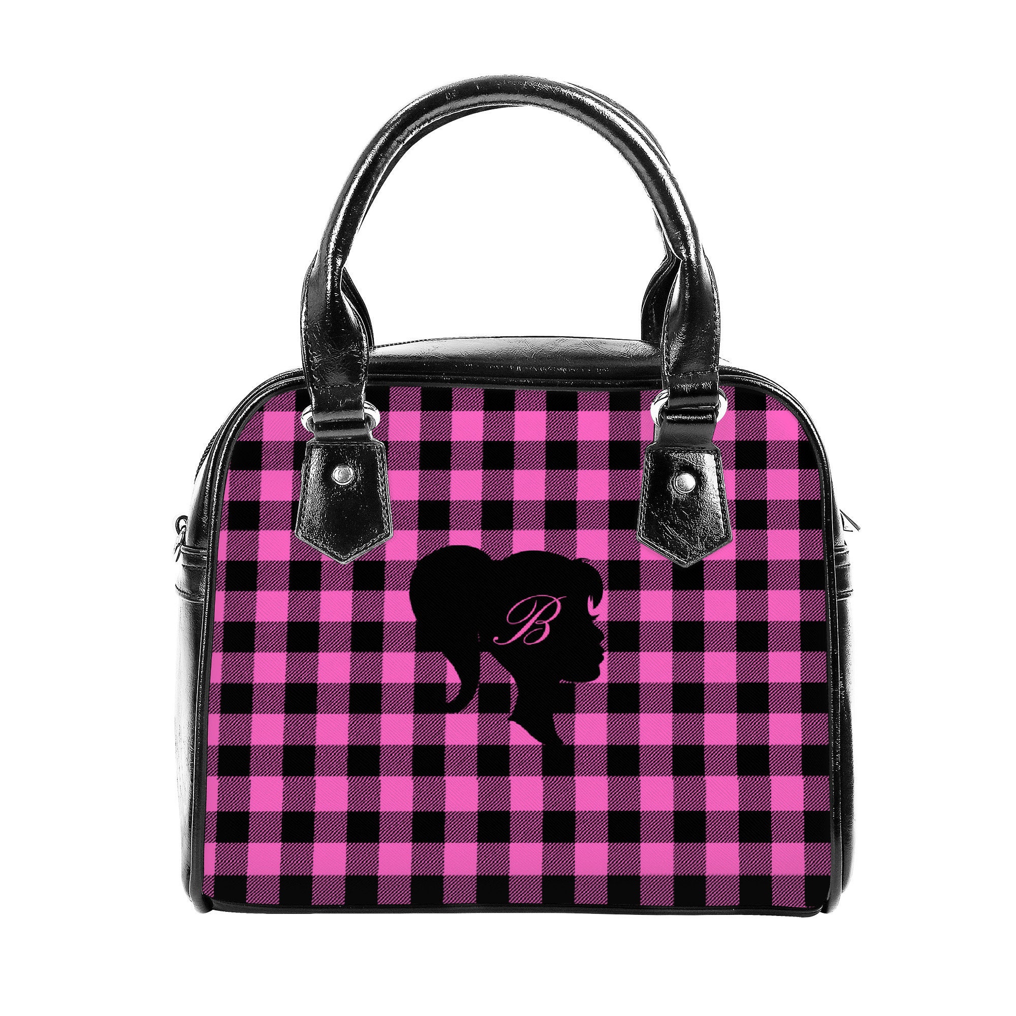 Black Pink Plaid Patchwork Pattern Spring Shoulder Bag Large Capacity  Handbag for Women New College Style Fashion Backpack