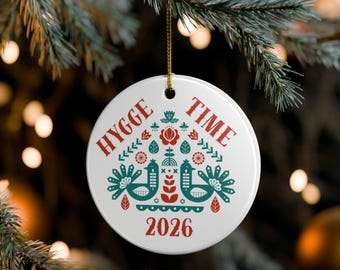 Danish Hygge Time Holiday Ceramic Ornament, Denmark Christmas Decor