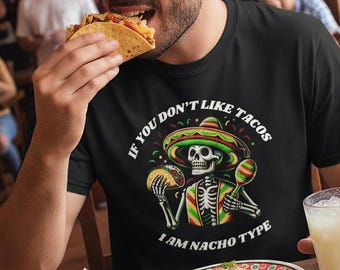 Taco Love graphic tee | Nacho Skeleton illustration T-Shirt