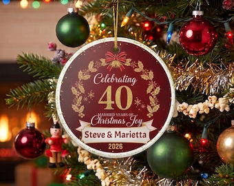 40th Anniversary Christmas Ornament | Personalized 40 Married Christmas