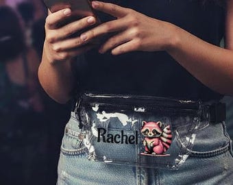 Personalized Racoon Clear Fanny Pack, Stadium Approved, Concert See-Thru, Personalized Accessory