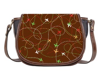Saddle Purse/Bag in Jet contrails pattern