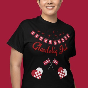 glædelig jul Unisex Heavy Cotton Tee, Denmark, Danish, Merry Christmas, Travels, holiday, heritage
