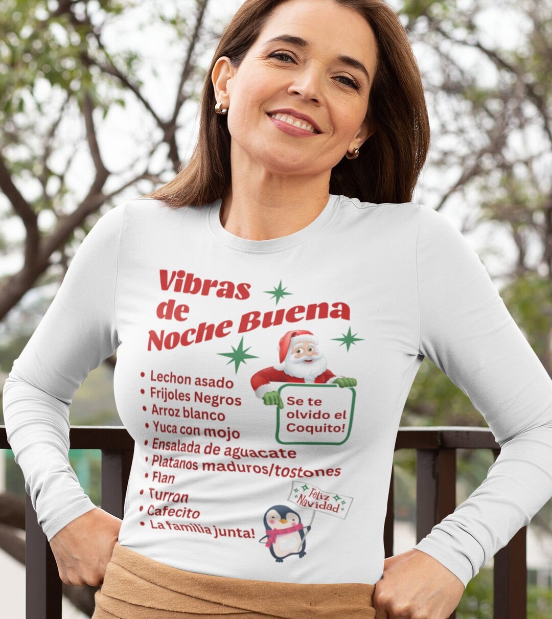 Vibras De Noche Buena Ultra Cotton Long Sleeve Tee Christmas Vibes in Spanish Christmas Eve Celebration Etsy