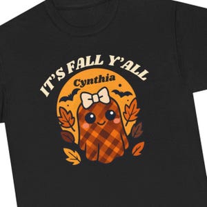 カスタムチェック柄ゴーストTシャツ：パーソナライズされた秋のハロウィンシャツ