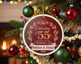 55th Anniversary Christmas Ornament | Personalized 55 Married Christmas
