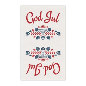 God Jul Kitchen Towel, Swedish, Norwegian, Merry Christmas
