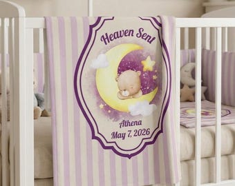 Personalized Baby Arctic Pink Fleece Blanket, Custom Name and Birth Date