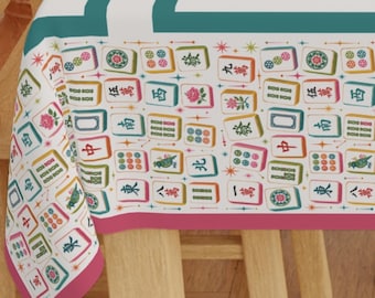 Mahjong Tiles Tablecloth, Mahjong Pattern Table Cover | Game Night Decor