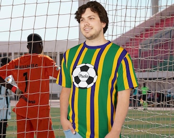Brazil Flag Soccer Ball Tee | Personalized Football Fan Shirt