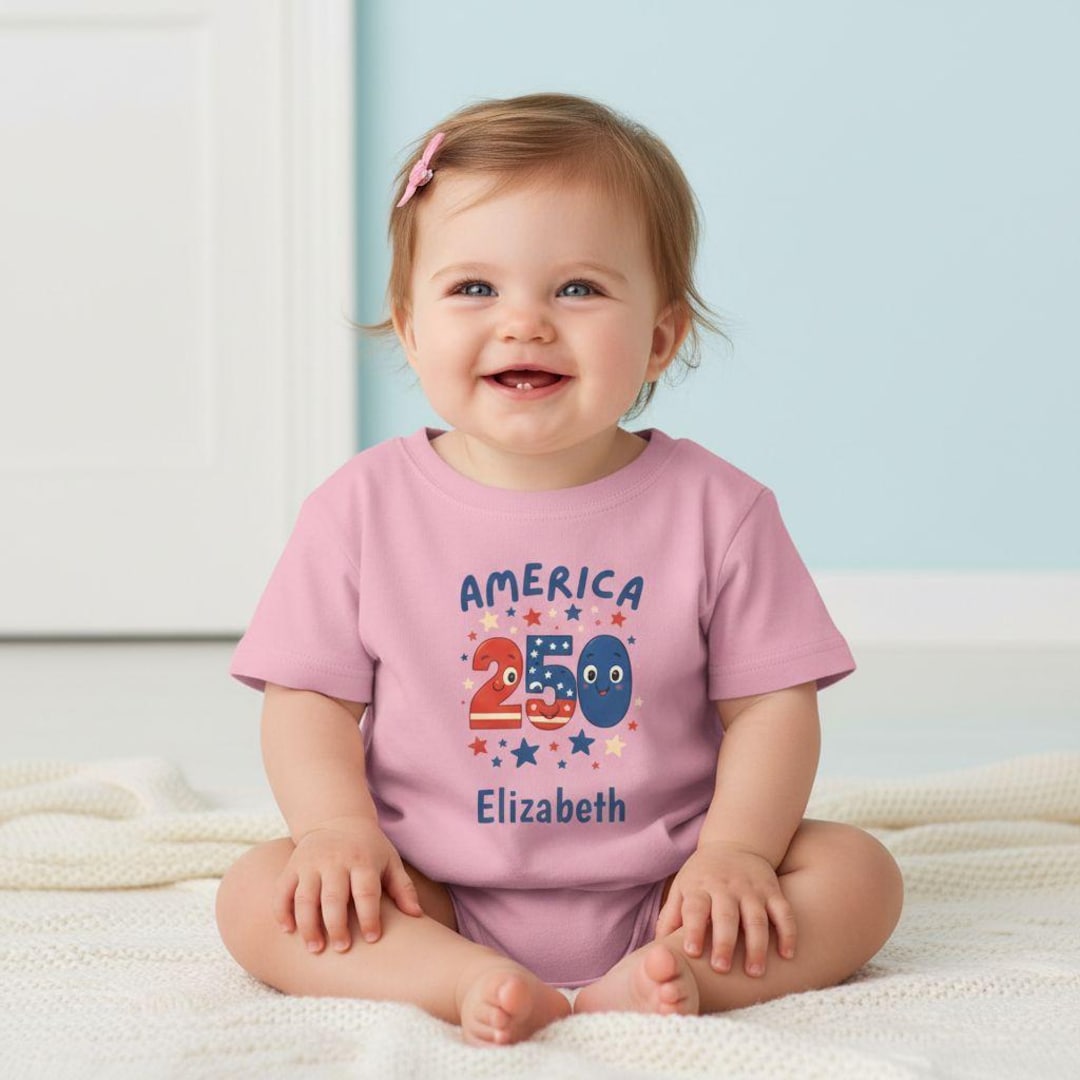 Patriotic Baby Shirt, America 250th Anniversary, Personalized