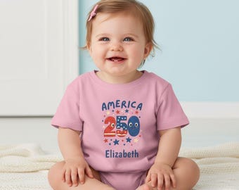 Patriotic Baby Shirt, America 250th Anniversary, Personalized