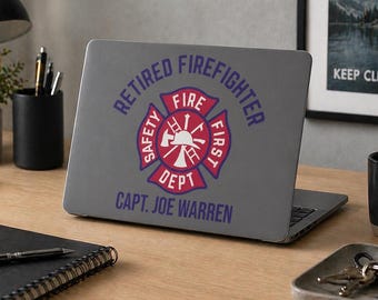 Retired Firefighter MacBook Case | Personalized Matte Laptop Cover