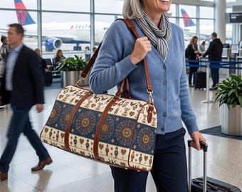 German Folk Art Waterproof Travel Bag | Bavarian Holiday Graphics Weatherproof luggage