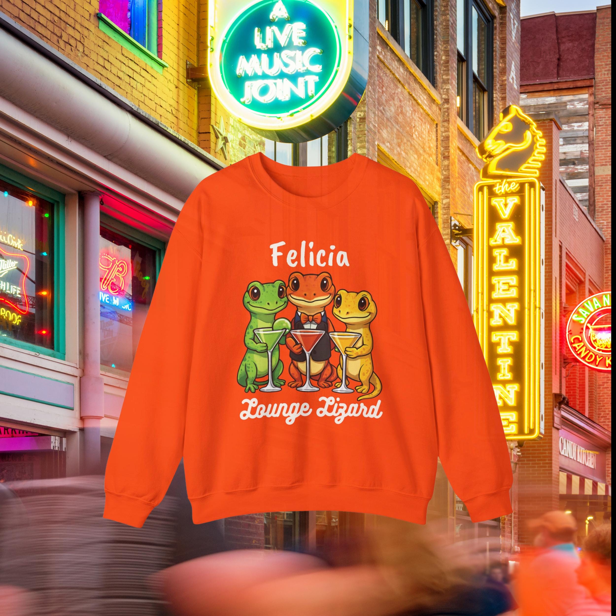 Funny Lizard Drinking Sweatshirt: Gecko Martini Crewneck, Animal 