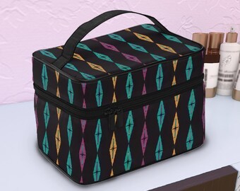Mid Century Retro Travel Makeup Bag, Vintage Design Makeup Case, Prescription Tote