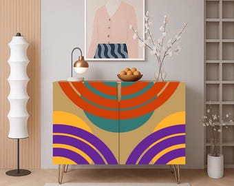 Retro Abstract Wooden Cabinet (Made in USA), Mid Century TV Stand