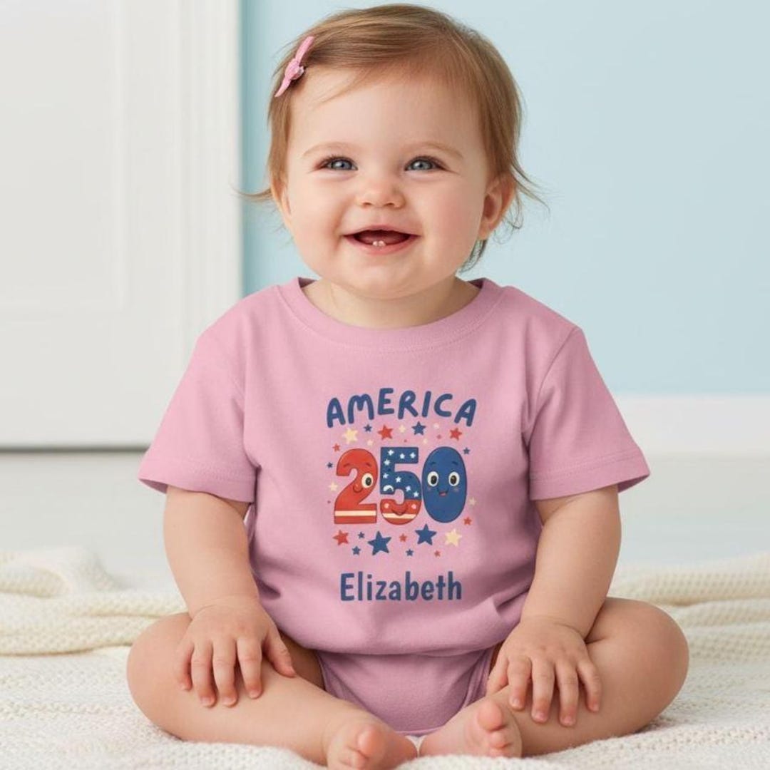 Patriotic Baby Shirt, America 250th Anniversary, Personalized