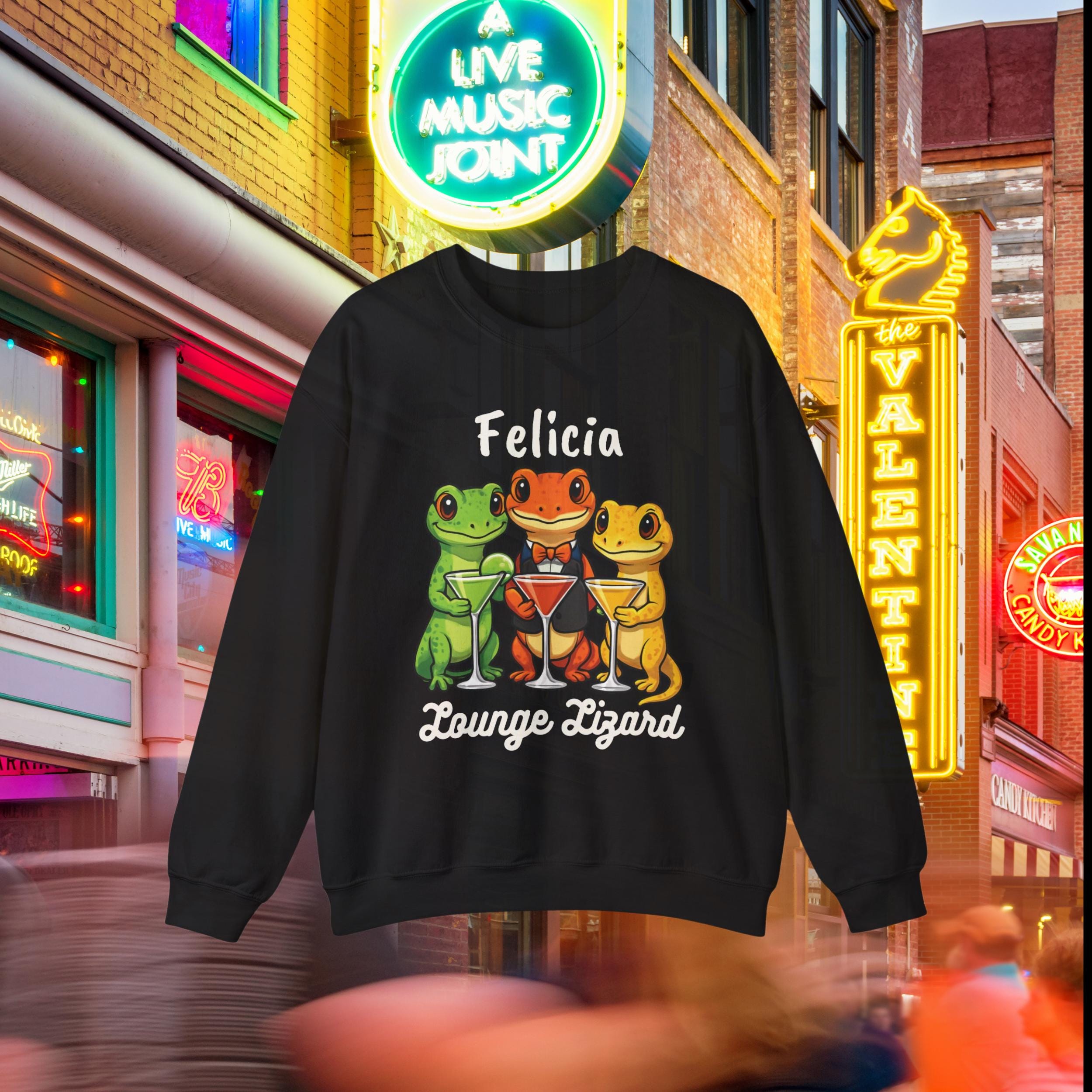 Funny Lizard Drinking Sweatshirt: Gecko Martini Crewneck, Animal 