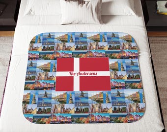 Danish Scenes Personalized Sherpa Blanket | Family Keepsake