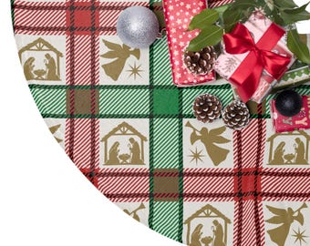 Karierter Weihnachtsbaum-Rock: Weihnachtskrippe & Engel-Feiertags-Dekor