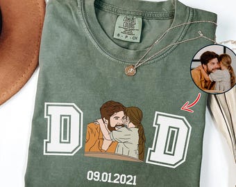 Custom Dad Shirt Portrait, Custom Line Drawing, Custom Portrait from Photo shirt, Personalized Photo tee, Dad Birthday Gift, Husband Gift