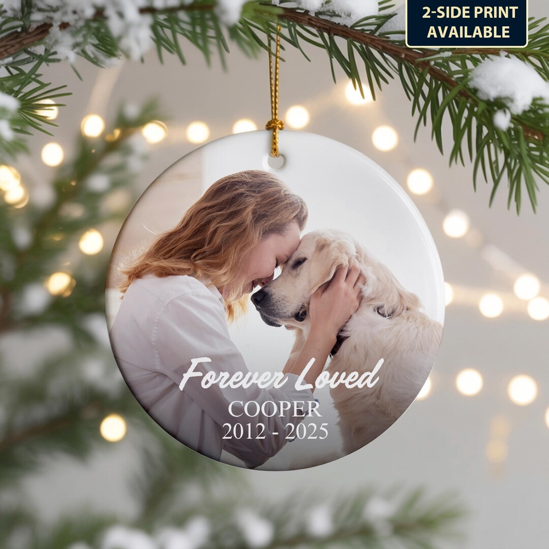 Custom Pet Memorial Photo Ornament, Personalized Dog Cat Remembrance ...