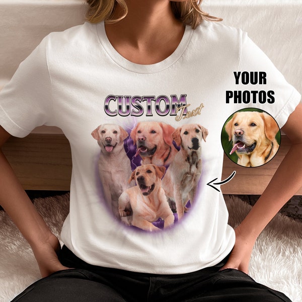 90s Vintage Custom Pet T-Shirt, Personalized Retro Dog & Cat Graphic Tee, Ideal Gift for Animal Lovers, Unique Pet Portrait Apparel