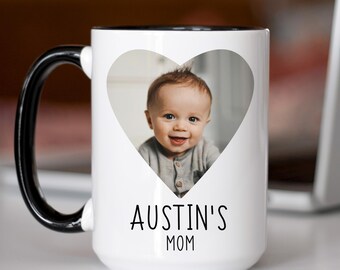 Custom Mom Photo Mug, Personalized Baby Picture Gift, Mother’s Day Coffee Cup, New Parents Remembrance