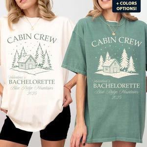 Personalized Camp Bachelorette Shirts, Custom Location Bridal Party Gifts, Luxury Social Club Bach, Outdoor Mountain Bride Tee, Cabin Crew