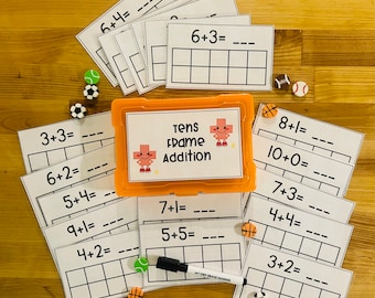 Tens Frame Addition Task Box: Kindergarten Math 1-10