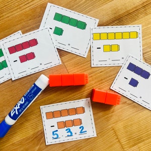 Snap Cubes Math: Addition & Subtraction Task Cards (Digital Download)