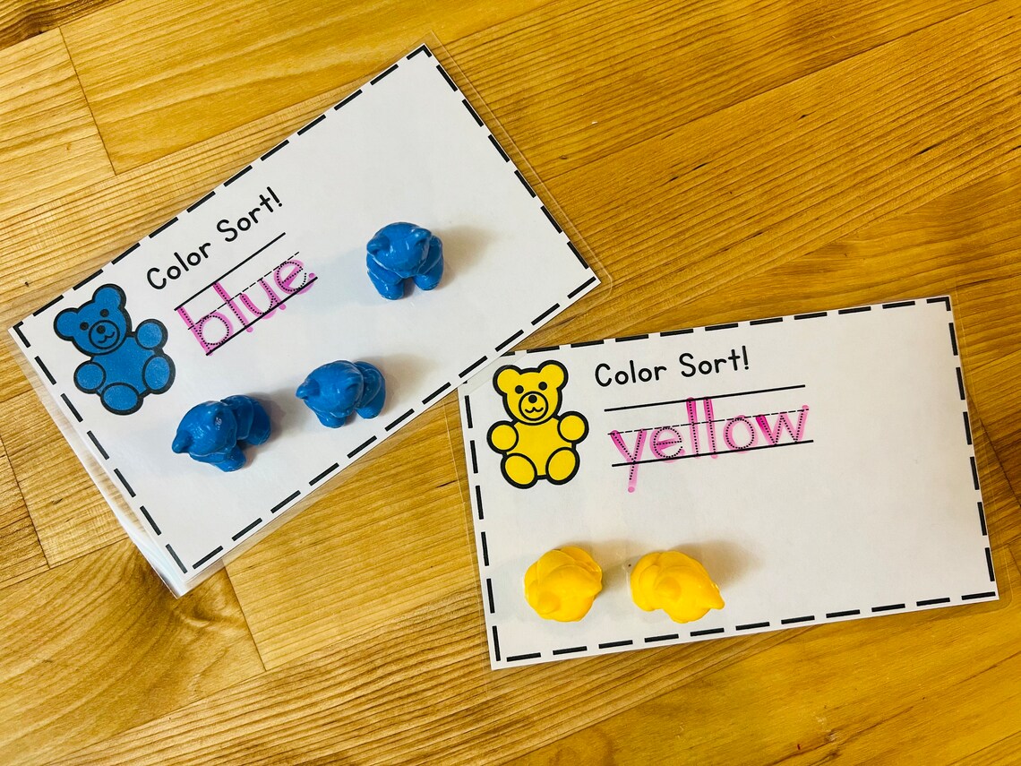 Teddy Bear Counting & Color Sorting Task Box - Etsy