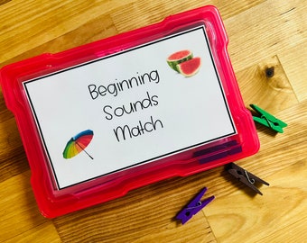 Beginning Sounds Task Box: Kindergarten Homeschool Activity
