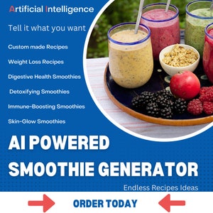 A I Smoothie Generator, Smoothies, Smoothie Recipes, Vegan Smoothies, Weight loss Smoothie, Healthy Smoothie, Delicious Smoothie, Tasty