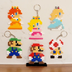 Super Mario Bros and Princesses Mario Luigi Peach Daisy Rosalina Toad Perler Beads Keychains Figurines & Magnets