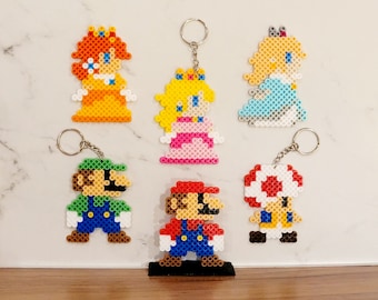 Super Mario Bros and Princesses Mario Luigi Peach Daisy Rosalina Toad Perler Beads Keychains Figurines & Magnets