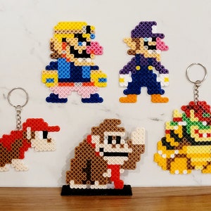 Super Mario Archnemesis Bowser Donkey Kong Wario Waluigi Perler Beads Keychains Figurines & Magnets
