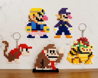 Super Mario Archnemesis Bowser Donkey Kong Wario Waluigi Perler Beads Keychains Figurines & Magnets