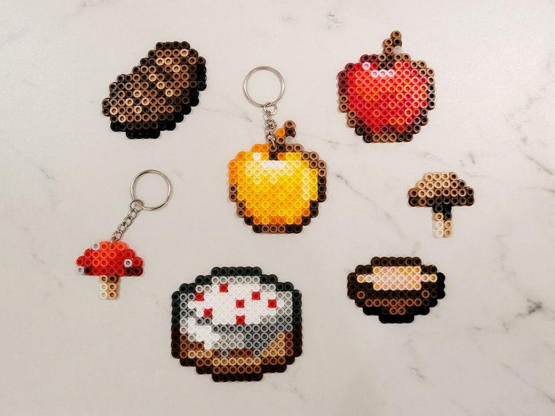 Minecraft Food Golden Apple Cake Perler Bead Keychains & Magnets - Etsy