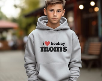 I love hockey moms  Youth Hooded Sweatshirt