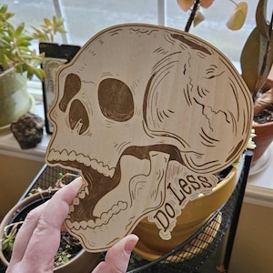 Wooden Skull Wall Hanging, Do Less Wooden Skull Wall Hanging, Wooden Pictures, Wooden Wall Hangings
