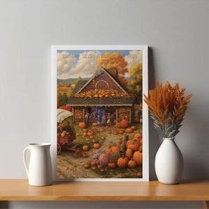 Autumn Landscape Digital Print | Festive Home Decor | Instant Download